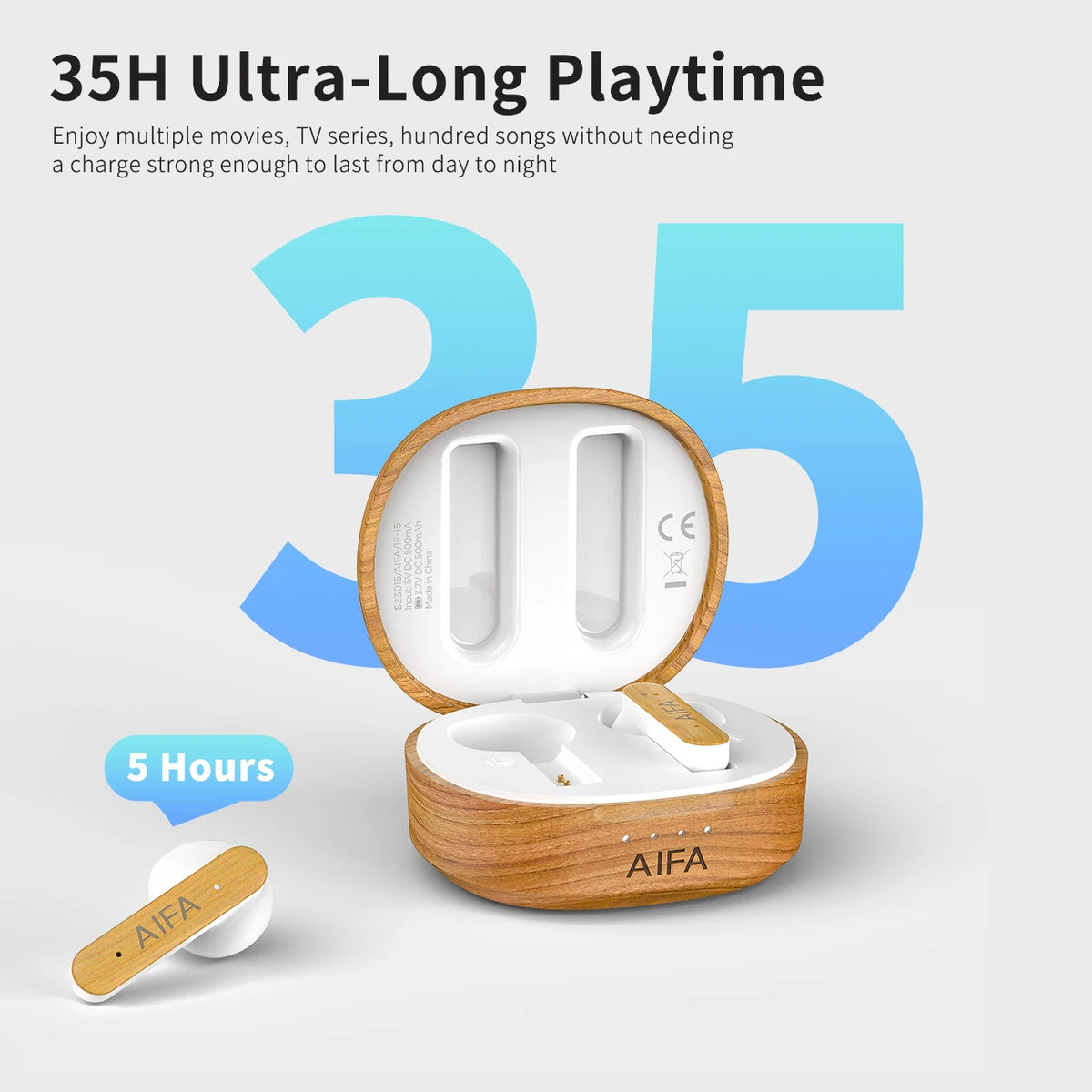 AIFA Wooden Earphone Bluetooth Wireless Noise Canceling High Quality 5.3 Sport Waterproof Bluetooth Earphone For Talking