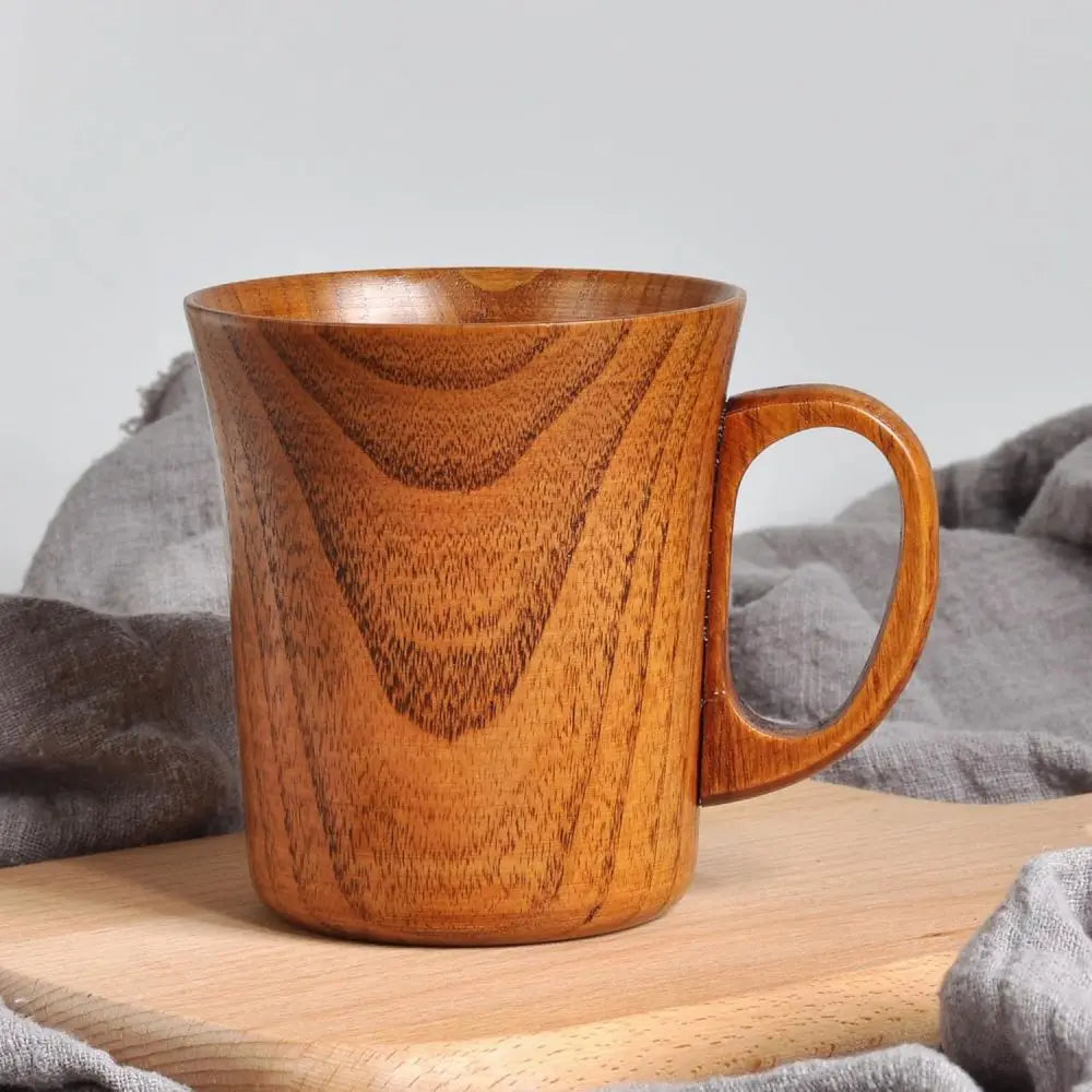 1PC Japanese Creative jujube Sour Wood Cup, Coffee Tea Beer Juice Milk Water Mug with Handle Primitive Handmade Natural