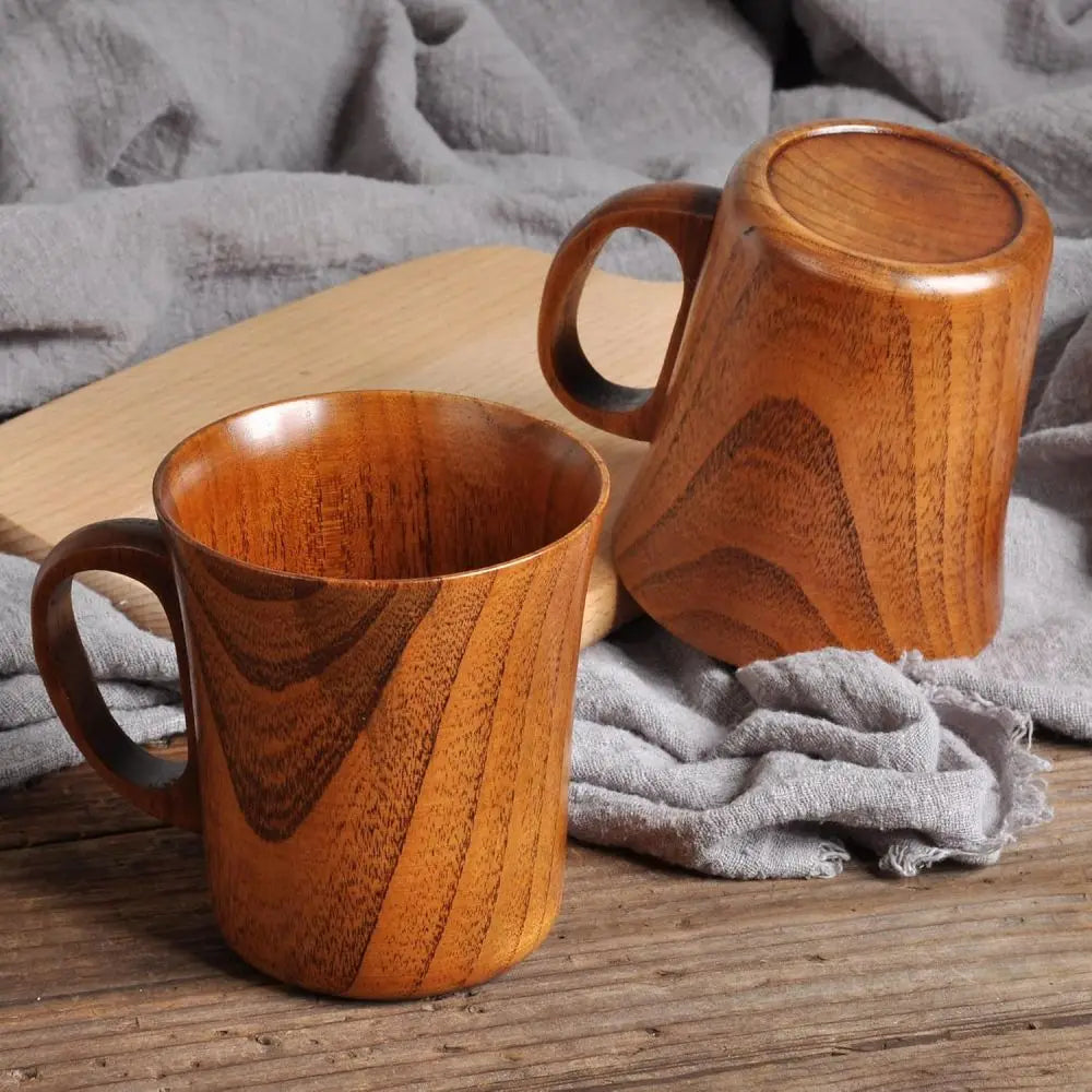 1PC Japanese Creative jujube Sour Wood Cup, Coffee Tea Beer Juice Milk Water Mug with Handle Primitive Handmade Natural