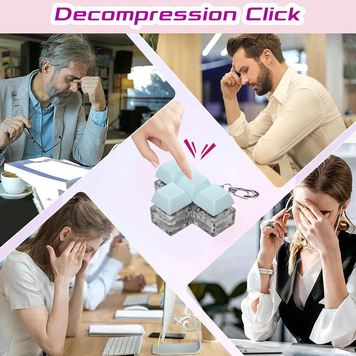 Keycaps Keychain Toys NEW 4 Keys T Shaped Keyboard Keycaps Toy Stress Relief Fidget Keychain Keyboard Caps Toy