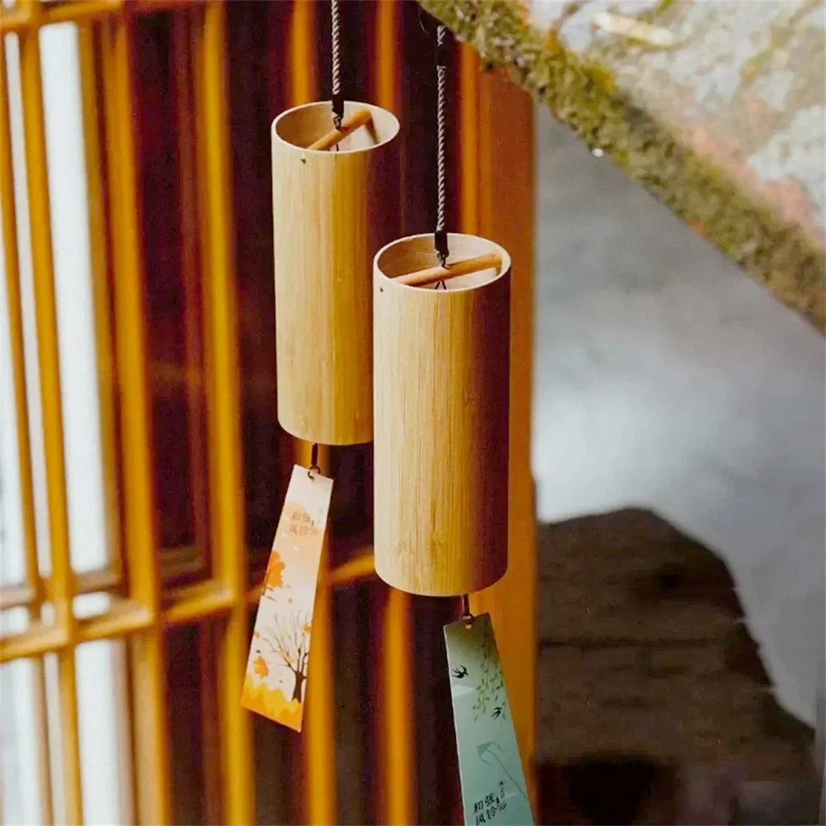 Bamboo Wind Chimes Set Wind Windchimes 8 Tone Rods Windchimes for Outdoor Garden Patio Home Decoration Meditation Relaxation