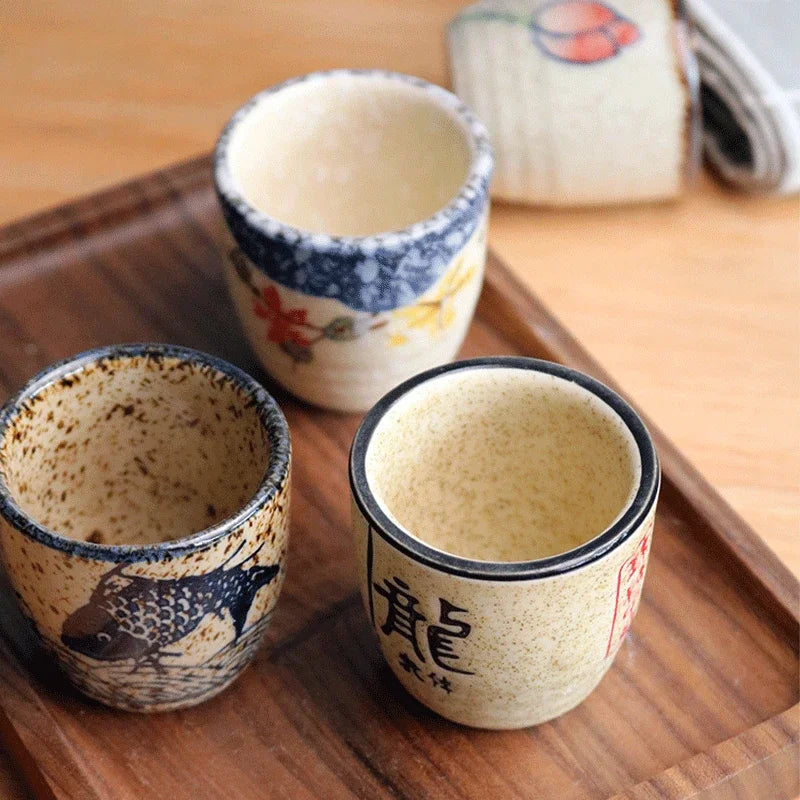 50ml Chinese Retro Ceramic Tea Cup Ceramic Mug Japanese Sake Cup Crockery Tea Cups Personal Single Cup Drinkware Cute Cup
