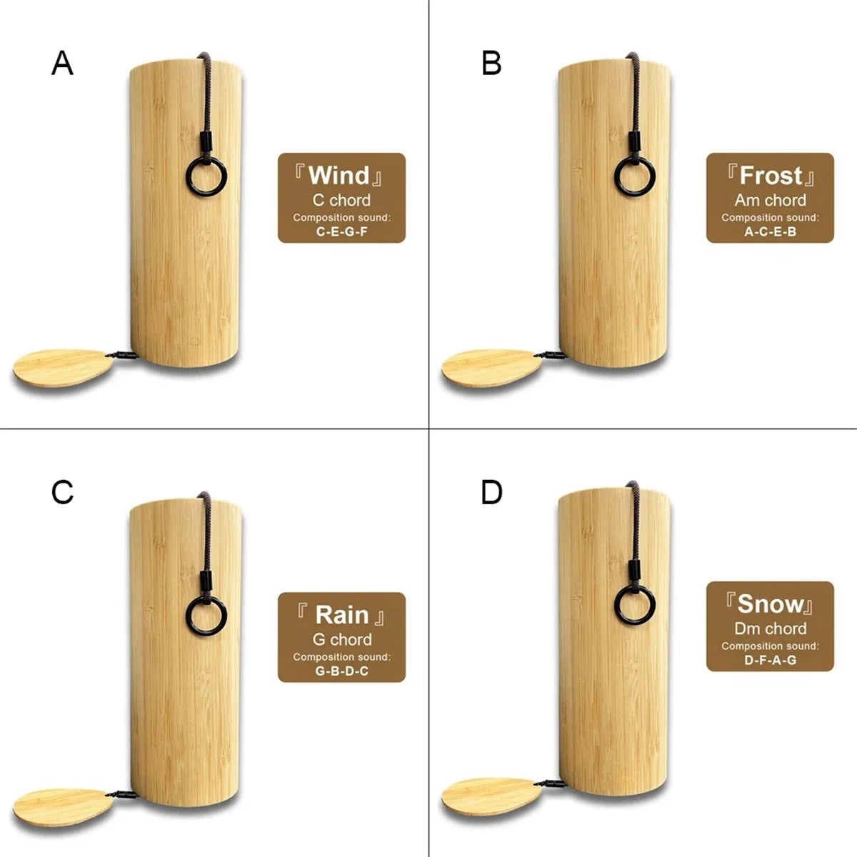 Bamboo Wind Chimes Set Wind Windchimes 8 Tone Rods Windchimes for Outdoor Garden Patio Home Decoration Meditation Relaxation