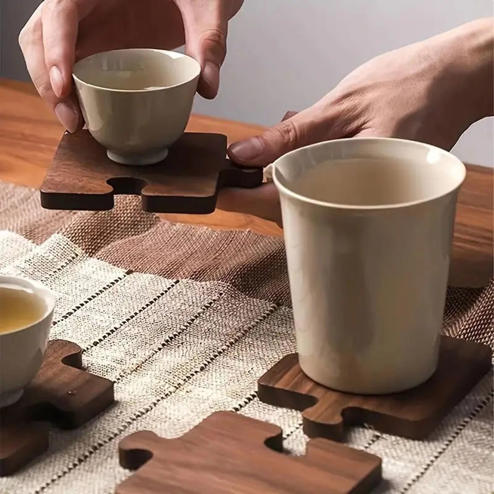 Japanese-Style Wooden Puzzle Coasters