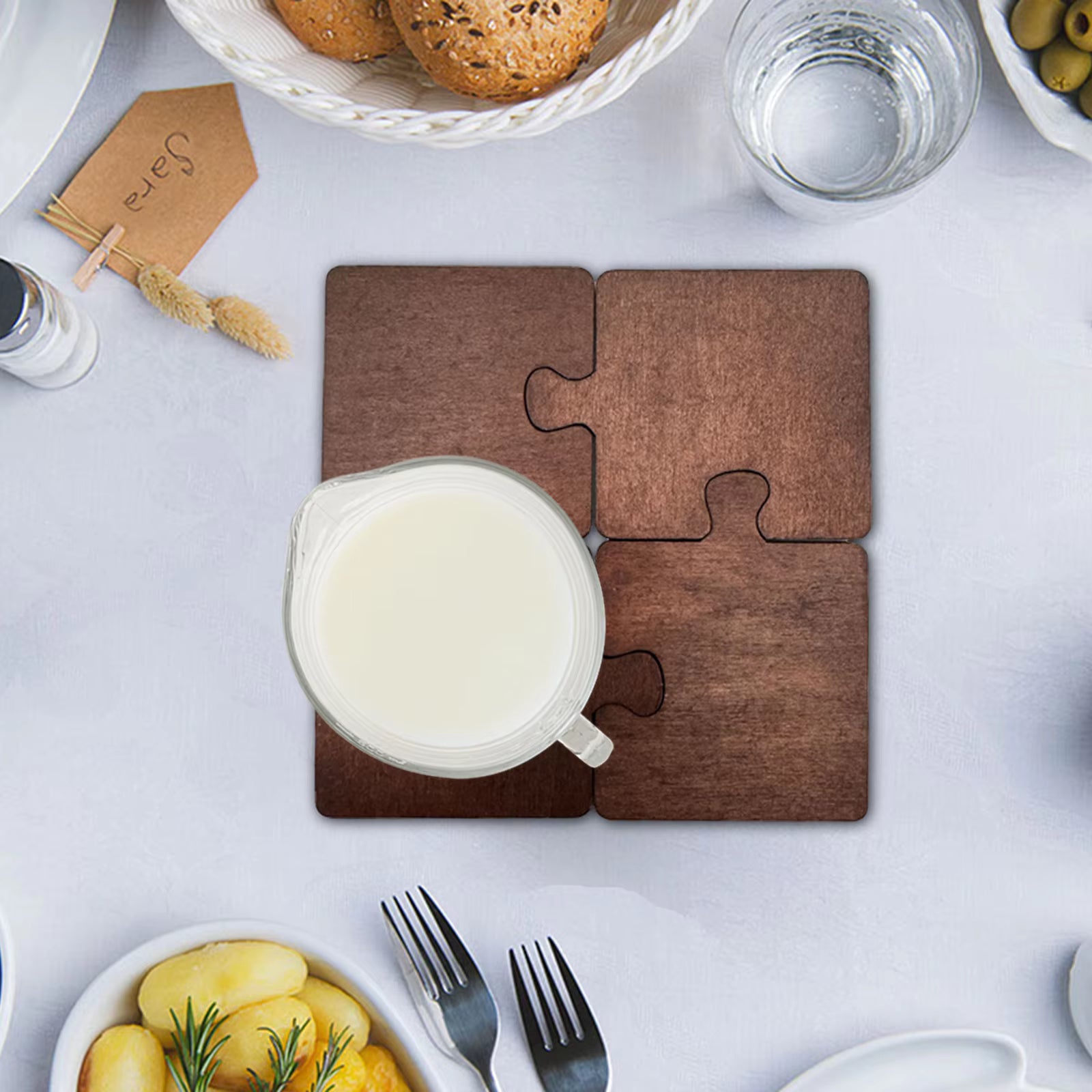 Japanese-Style Wooden Puzzle Coasters