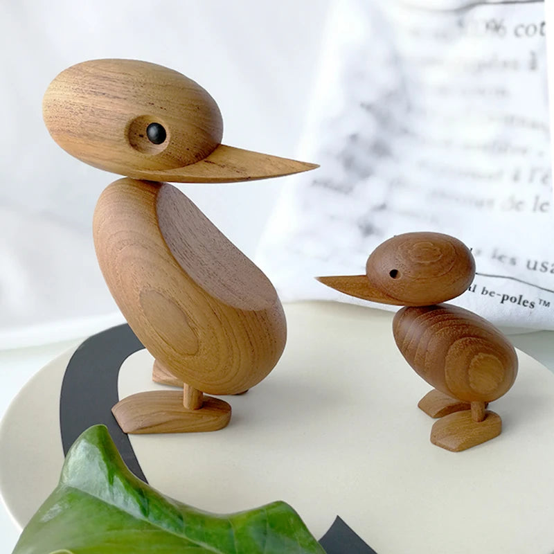 Nordic Designs Home Decoration Duck Mum Baby Wood Figurines Danish Famous Wooden Hand Crafts Classic Creative Decor Miniatures