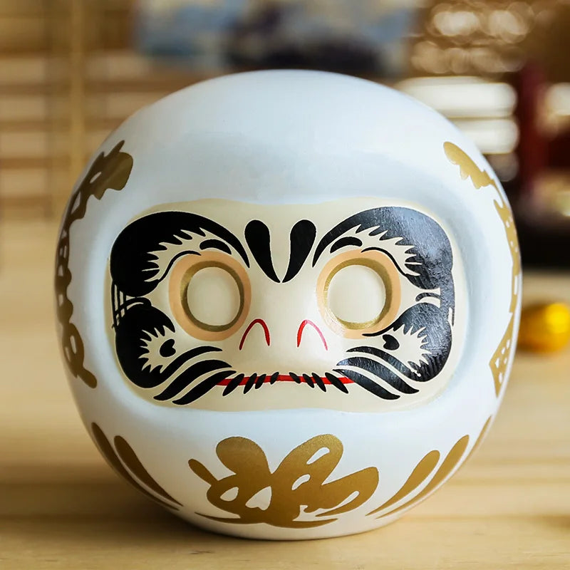 Japanese Ceramic Daruma Statue, Lucky Charm, Zen Ornament, Fengshui Figurine, Money Box, Home Tabletop Decoration, Gifts, 4"