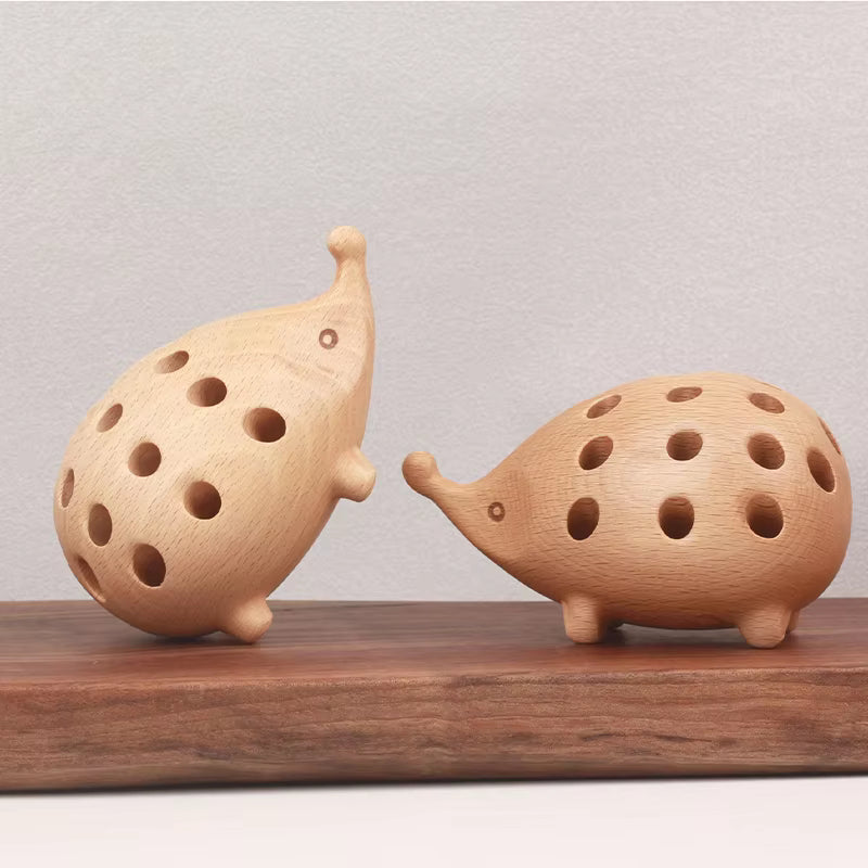 Hedgehog Wooden Pen Holder Decoration