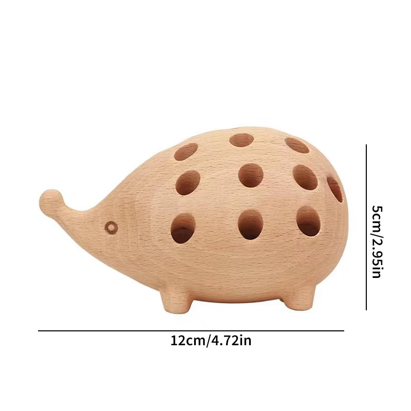 Hedgehog Wooden Pen Holder Decoration