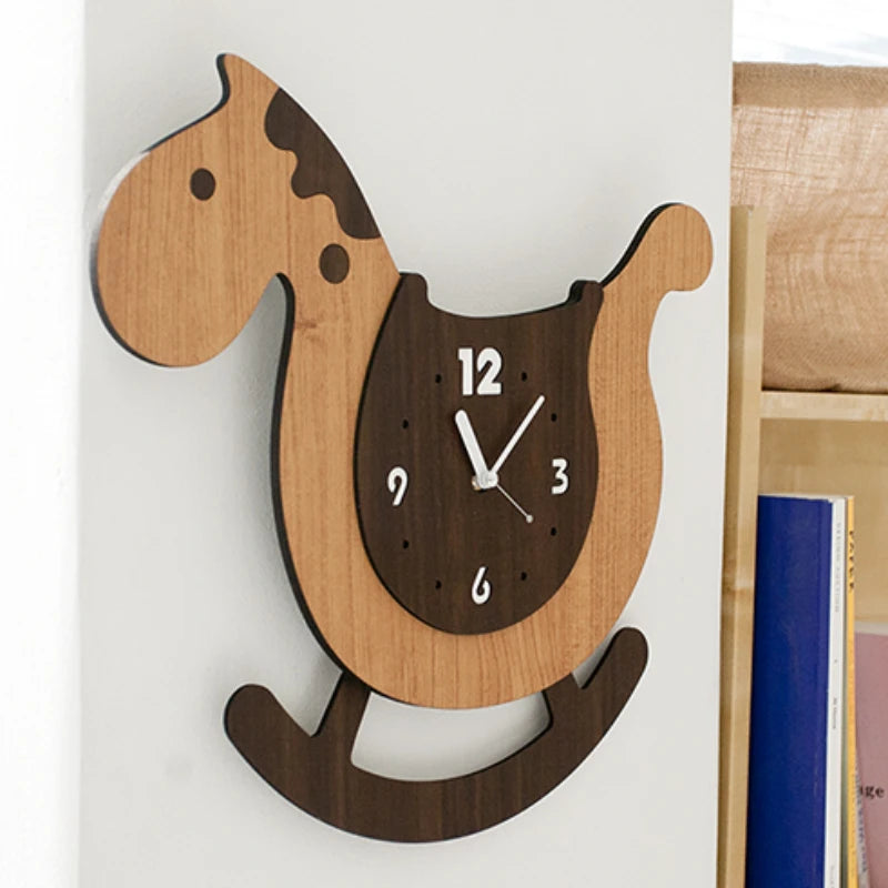 Cute Cartoon Swing Wall Clock Bedroom Children's Room Wall Decorative Clock Home Decoration Trojan Modeling Creative Art