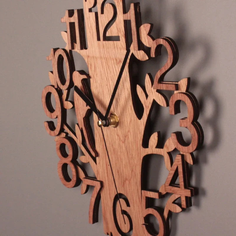 Double Stereo Bird Wall Clock Home Wooden Creative Wall Clock living room decoration