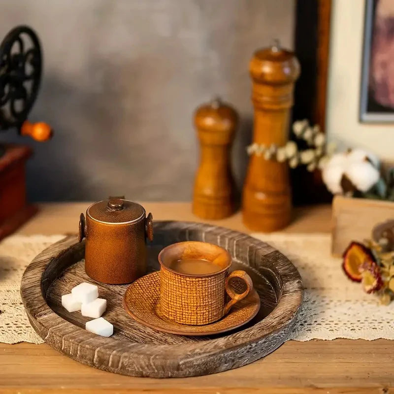 Rustic Round Wood Tray