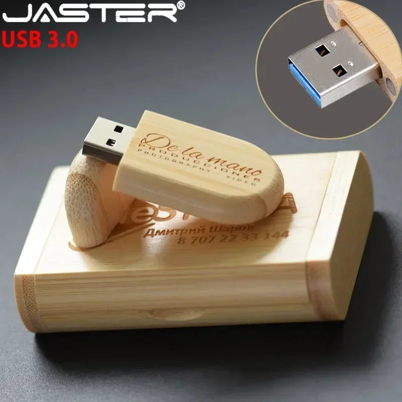 JASTER USB 3.0 High speed LOGO wooden+Box Personal LOGO customer pendrive 8GB 16GB 32GB 64GB usb Flash Drive pen drive U disk