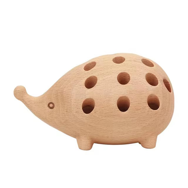 Hedgehog Wooden Pen Holder Decoration