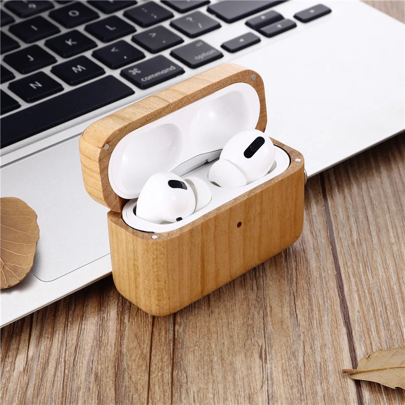 2019 Luxury Handmade Wooden Case for For AirPods Pro Solid wood Protective Cover Case with Anti-lost Buckle for Airpods 3 2021