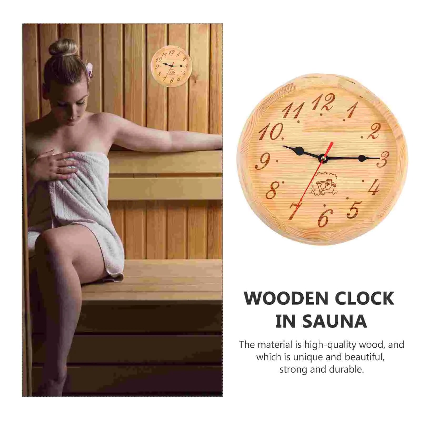 Sauna Wooden Clock Steam Room Equipment for Decorative Timer Clocks Digital Wall