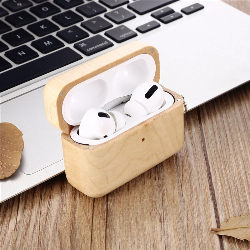 2019 Luxury Handmade Wooden Case for For AirPods Pro Solid wood Protective Cover Case with Anti-lost Buckle for Airpods 3 2021