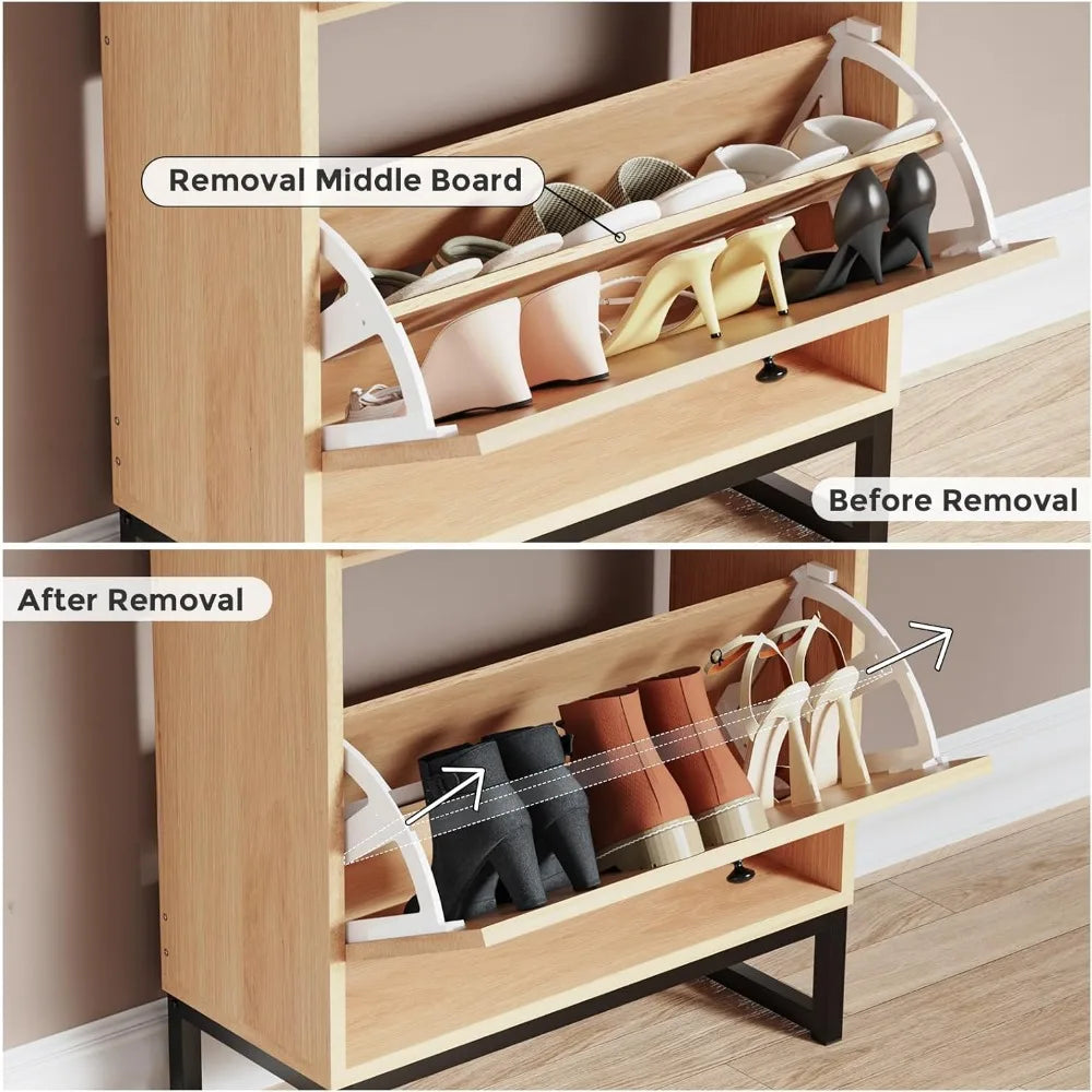 2-Drawer Rattan Shoe Cabinet