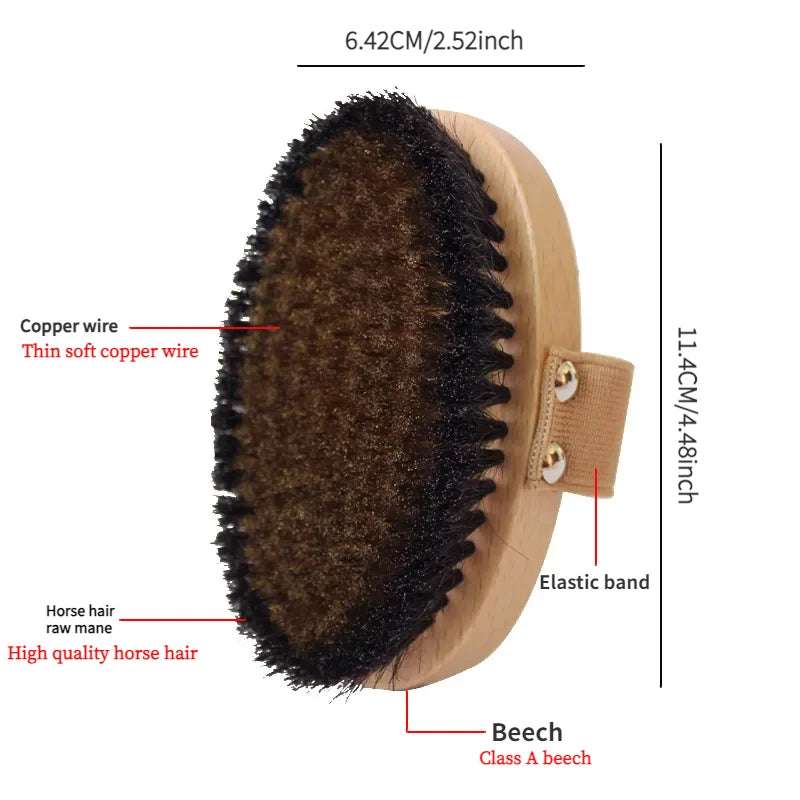 Beech Horsehair Copper Wire Ion Brush Body Rejuvenation Brush Meridian Massage Brush Cellulite Muscle Brush