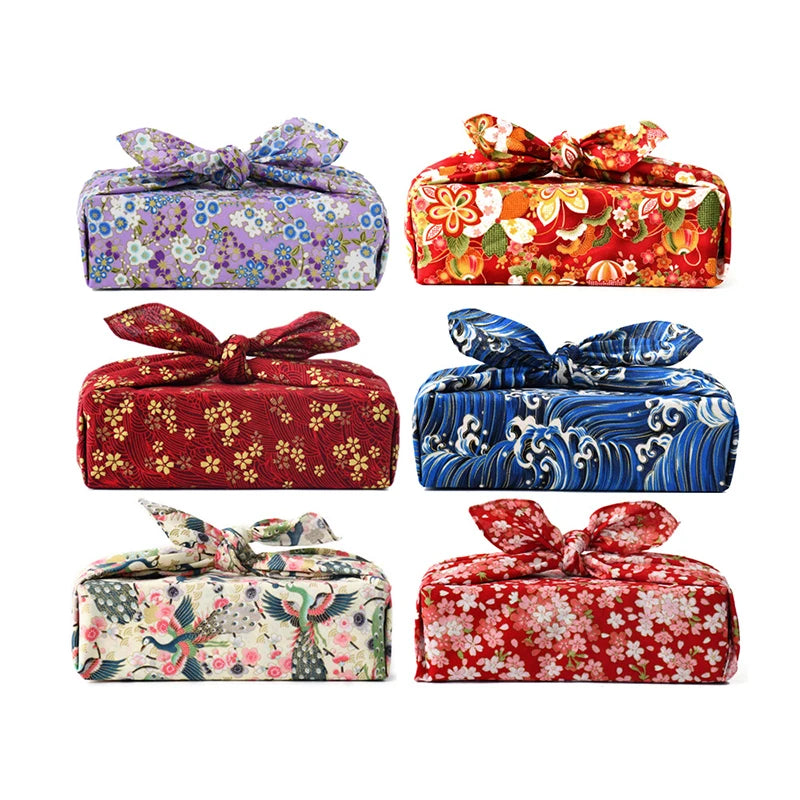 Japanese Style Handkerchief Furoshiki  Bronzing Cotton Multi-purpose Bento Wrapping Cloth Candy Box Gift Box Wrapped Towel