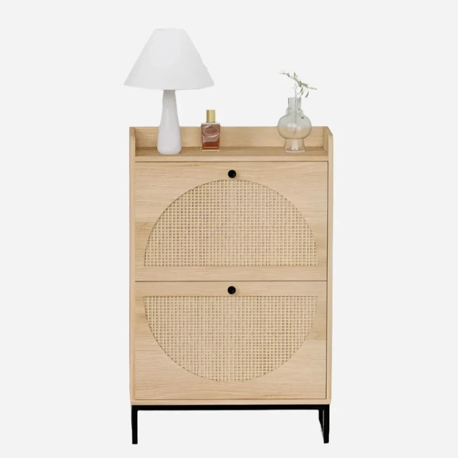 2-Drawer Rattan Shoe Cabinet