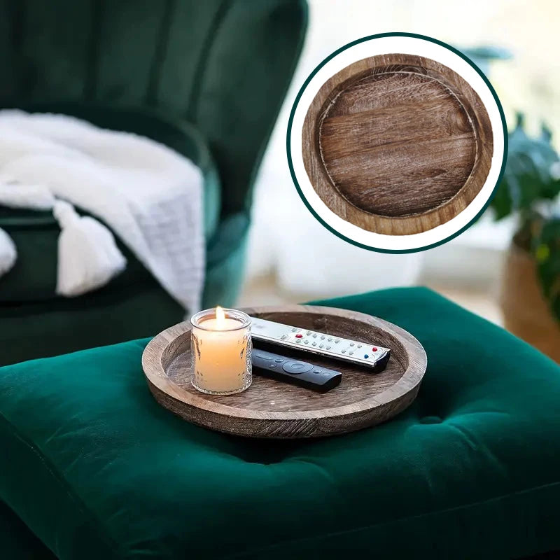 Rustic Round Wood Tray