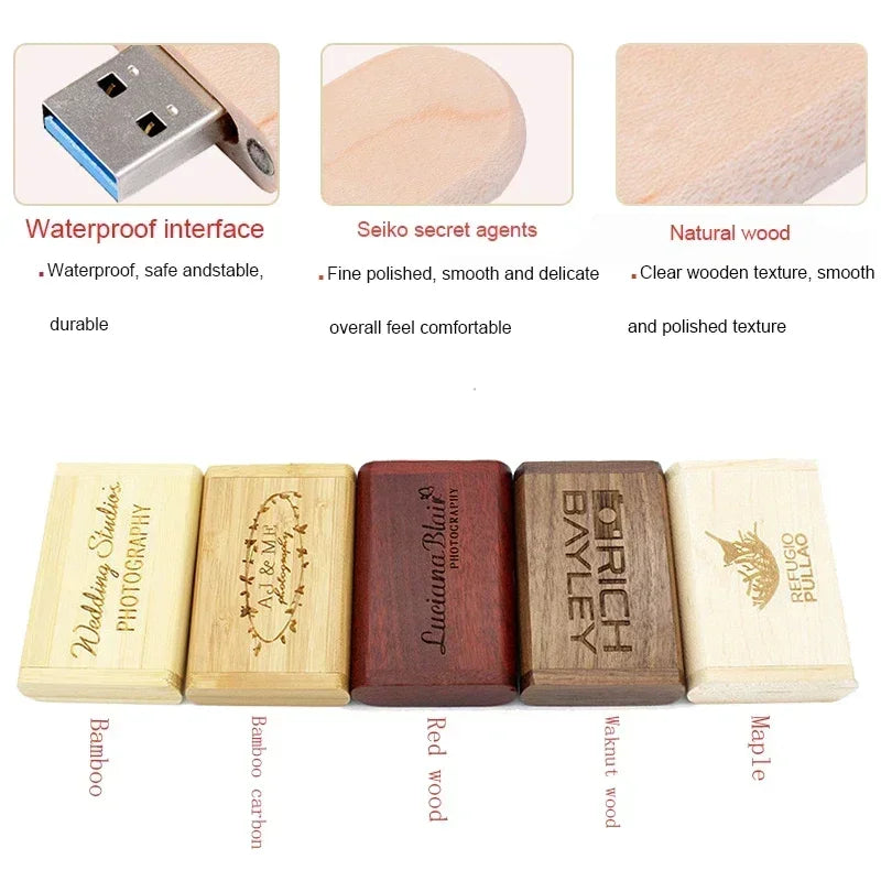 JASTER USB 3.0 High speed LOGO wooden+Box Personal LOGO customer pendrive 8GB 16GB 32GB 64GB usb Flash Drive pen drive U disk