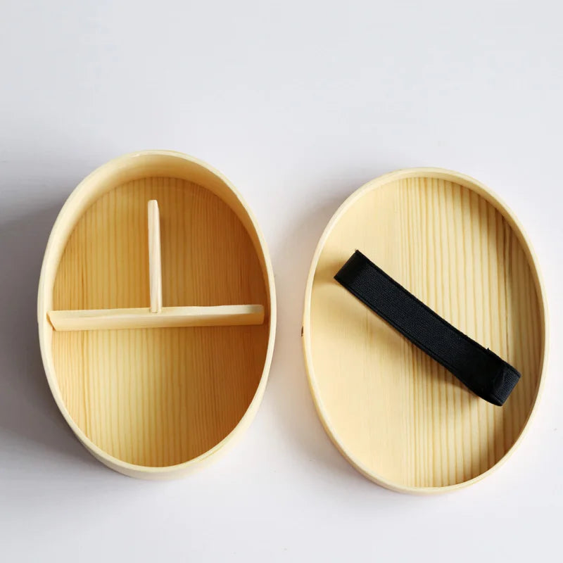 Japanese Style Wooden Lunch Box Bento Box Portable Single Layer Sushi Food Container For Student Office Worker Dinnerware Set