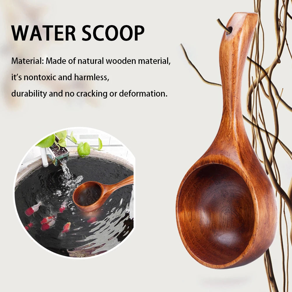 Wood Water Scoop Spoon Multipurpose Wooden Scoop Spoon Ladle Dipper Kitchen Utensil