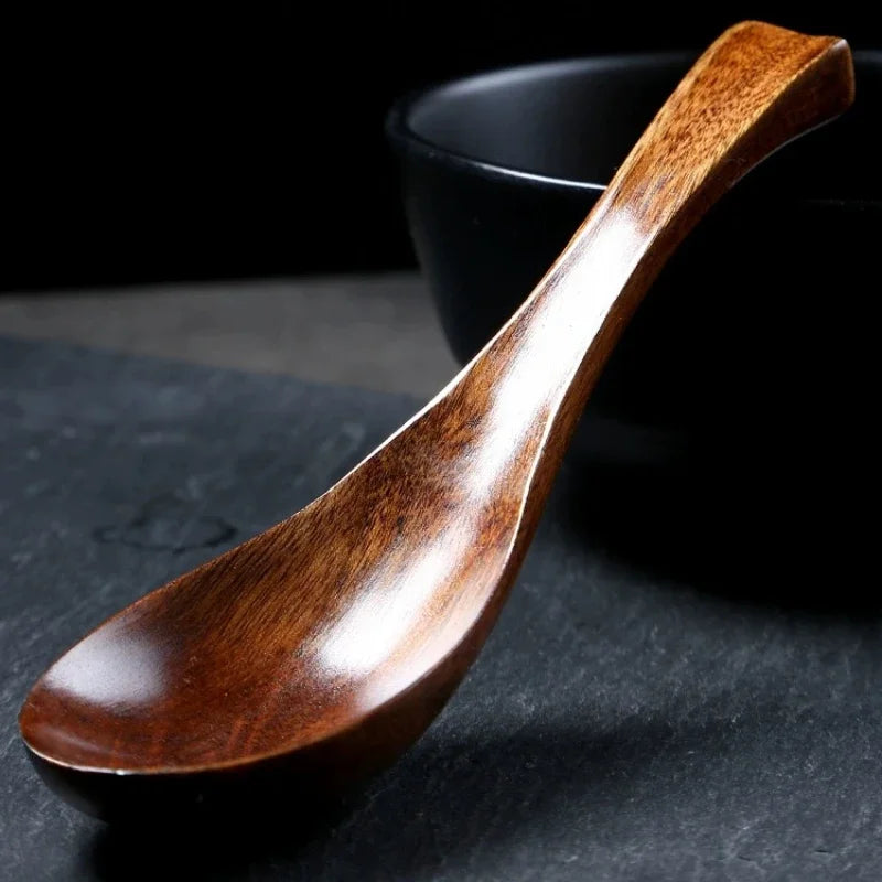 Wooden Spoon Long Handle Short Handle Soup Spoon Korean Kitchen Cooking Japanese Kitchen Utensils Ramen Spoon