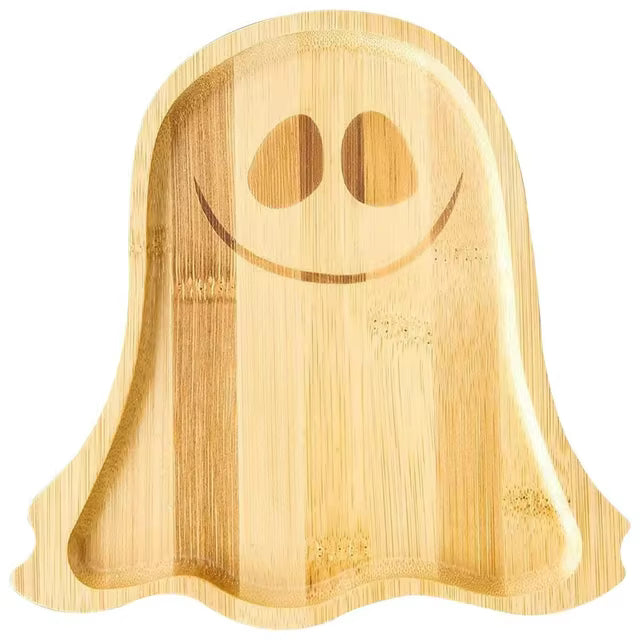 Halloween Pumpkin & Ghost Wooden Plate Tray