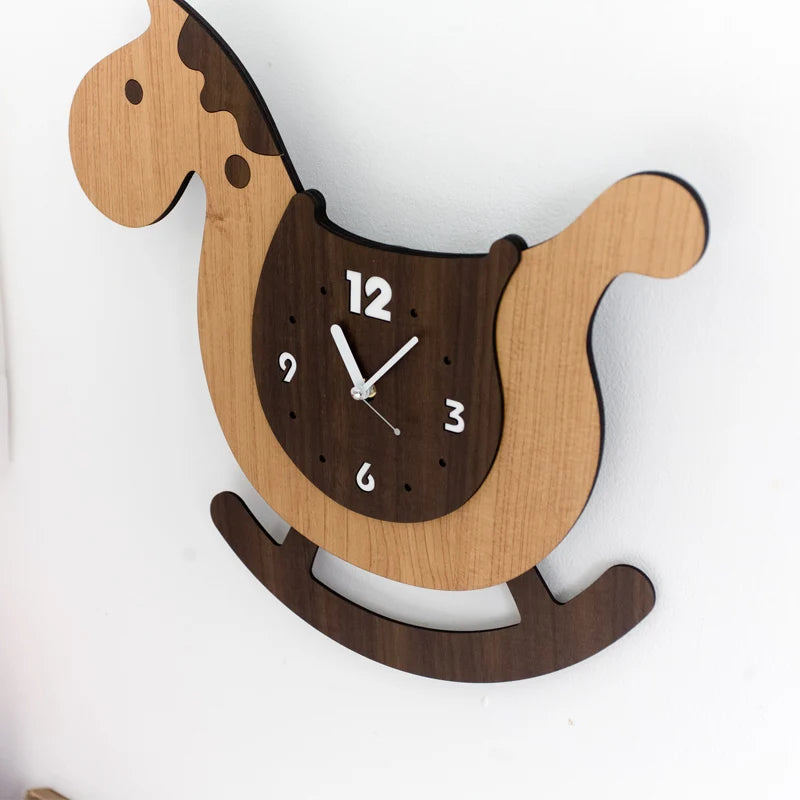 Cute Cartoon Swing Wall Clock Bedroom Children's Room Wall Decorative Clock Home Decoration Trojan Modeling Creative Art