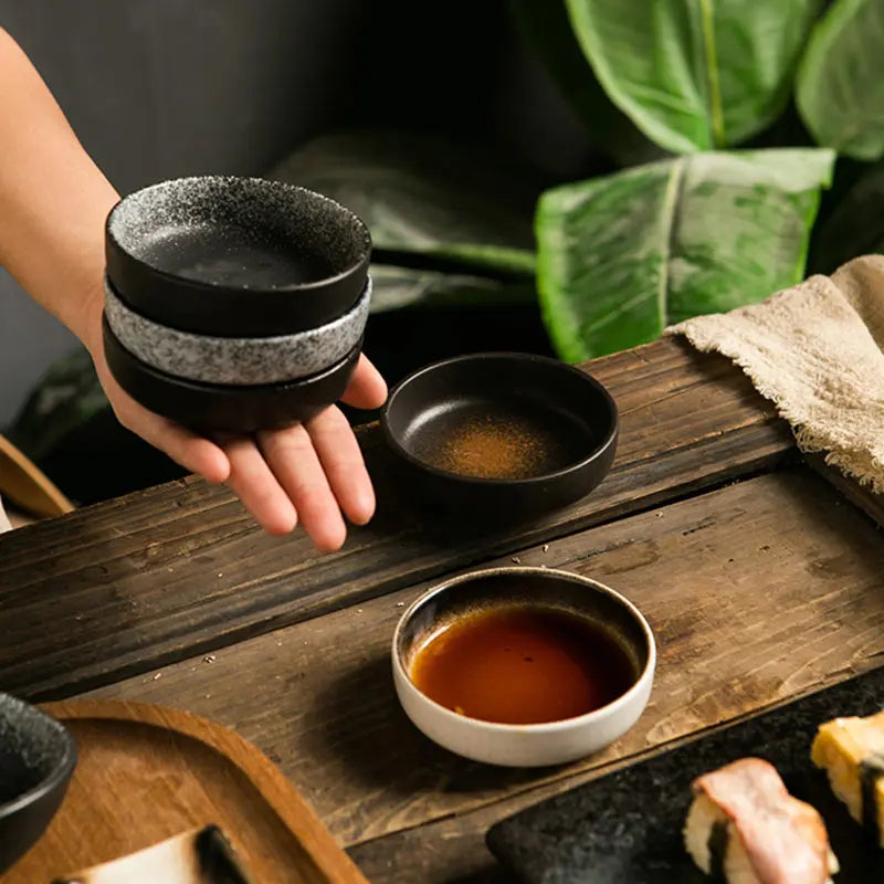 Originality Ceramic Sauce Dish Japanese Retro Sushi Plate Household Dessert Dish Hot Pot Seasoning Bowl Kitchen Soy Sauce Dish