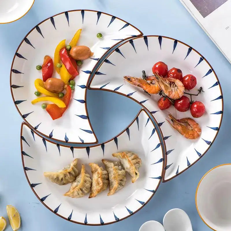 Japanese Ceramic Tableware Combination Moon Platter Household Gathering Dinner Plate Tray Swing Fruit Plate Tableware Set