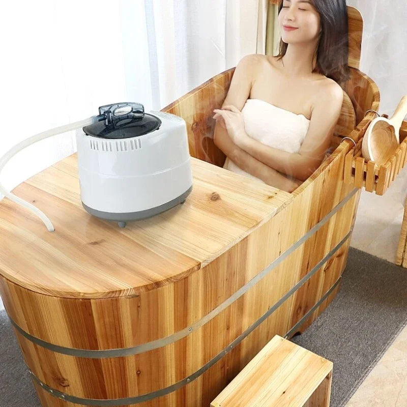 Mobile Bathtub Adult Portable Adults Sauna Wood Tub Hot Outside Shampoo Wooden Sink Half Body Outdoor Badewanne Spa Children