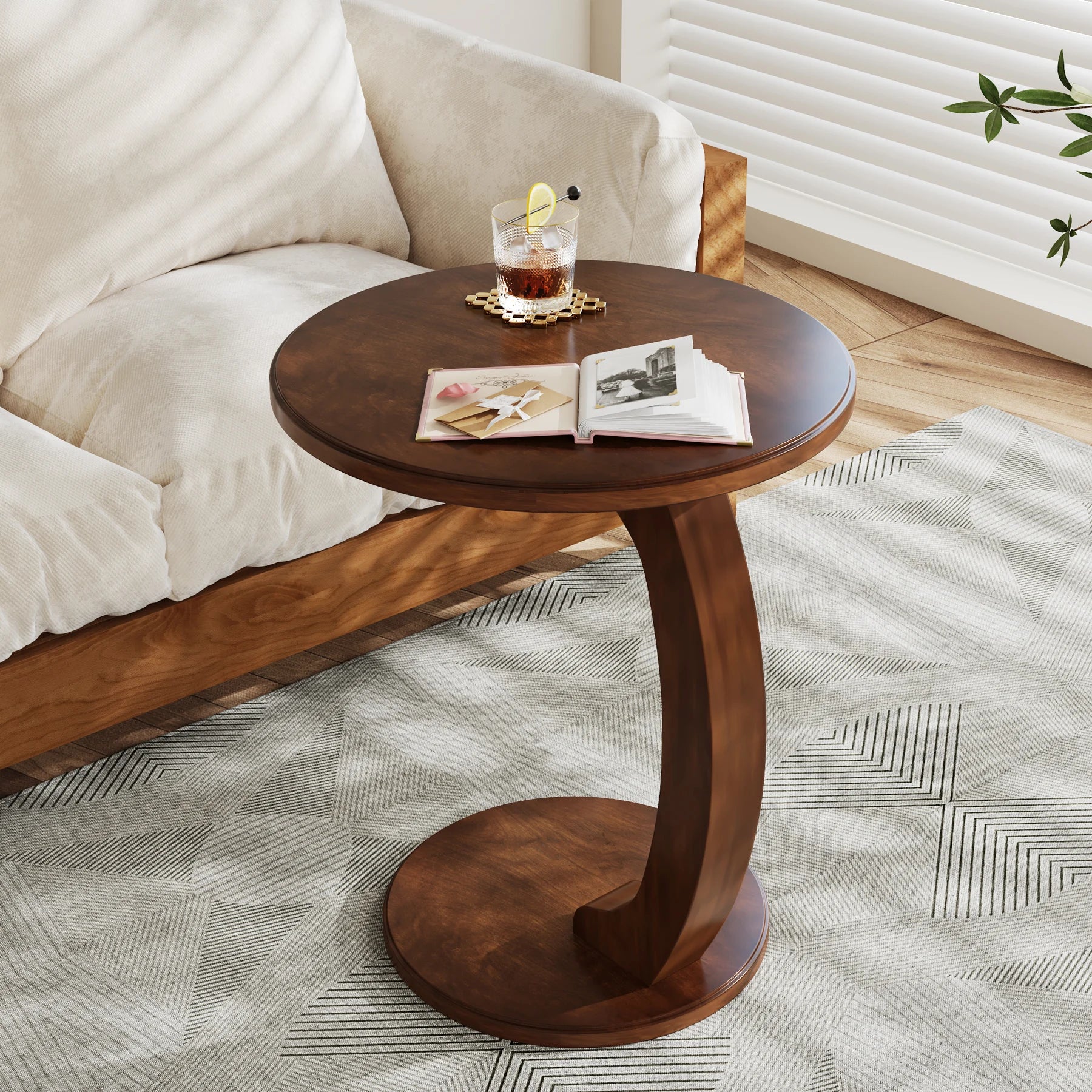 Round End Small Couch Side Table