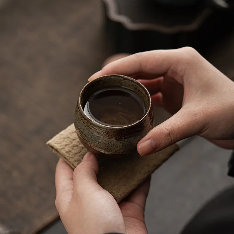 Japanese Style Tea Mugs, Handmade Stoneware Tea Cup, Kung Fu Tea Set, Small Single Cup, Ancient Style