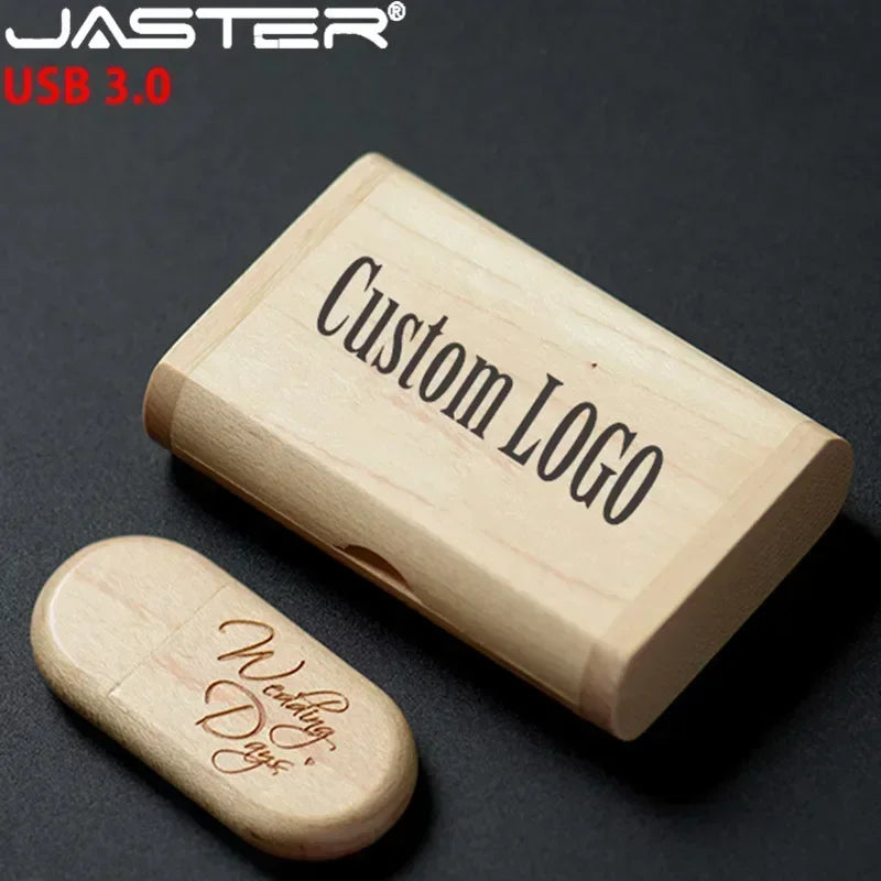 JASTER USB 3.0 High speed LOGO wooden+Box Personal LOGO customer pendrive 8GB 16GB 32GB 64GB usb Flash Drive pen drive U disk