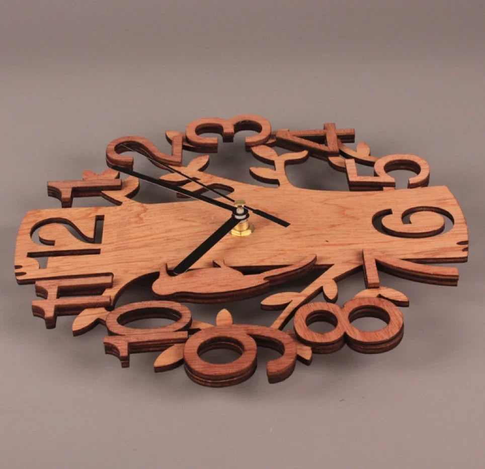 Double Stereo Bird Wall Clock Home Wooden Creative Wall Clock living room decoration