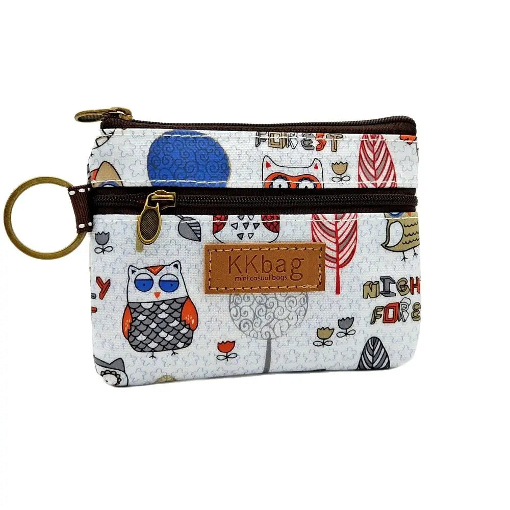 Girls Boys Polyester Cartoon Print Keychain Wallet Women Mini Card Organizer Key Pouch Ladies Money Bag Coin Purse for Children