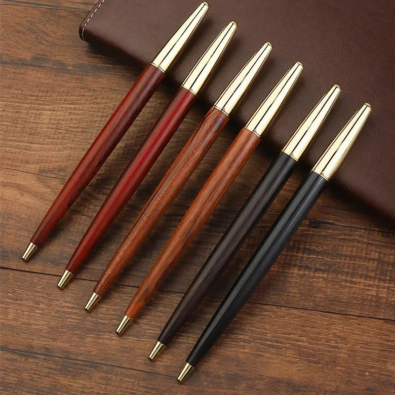 Retro 0.5mm Simple Sandalwood Wooden Fountain Pens Office Signature Pens Students Writing Painting School Stationery Supplies