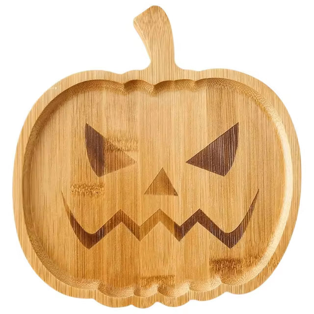 Halloween Pumpkin & Ghost Wooden Plate Tray