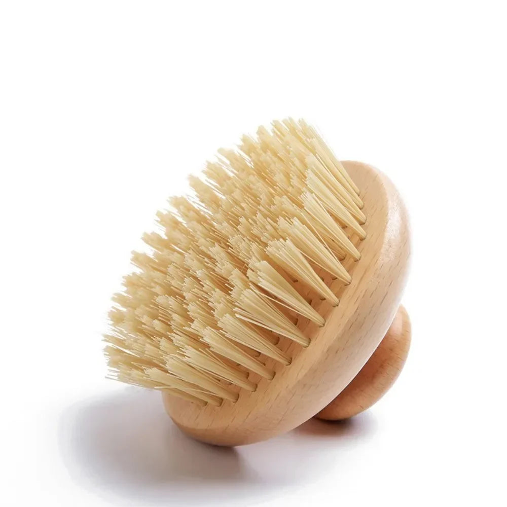 Round Bath Shower Body Exfoliating Brush Natural Sisal Bristles Beech Wood Handle Dead Skin Remover Back Scrubber Massage Tool