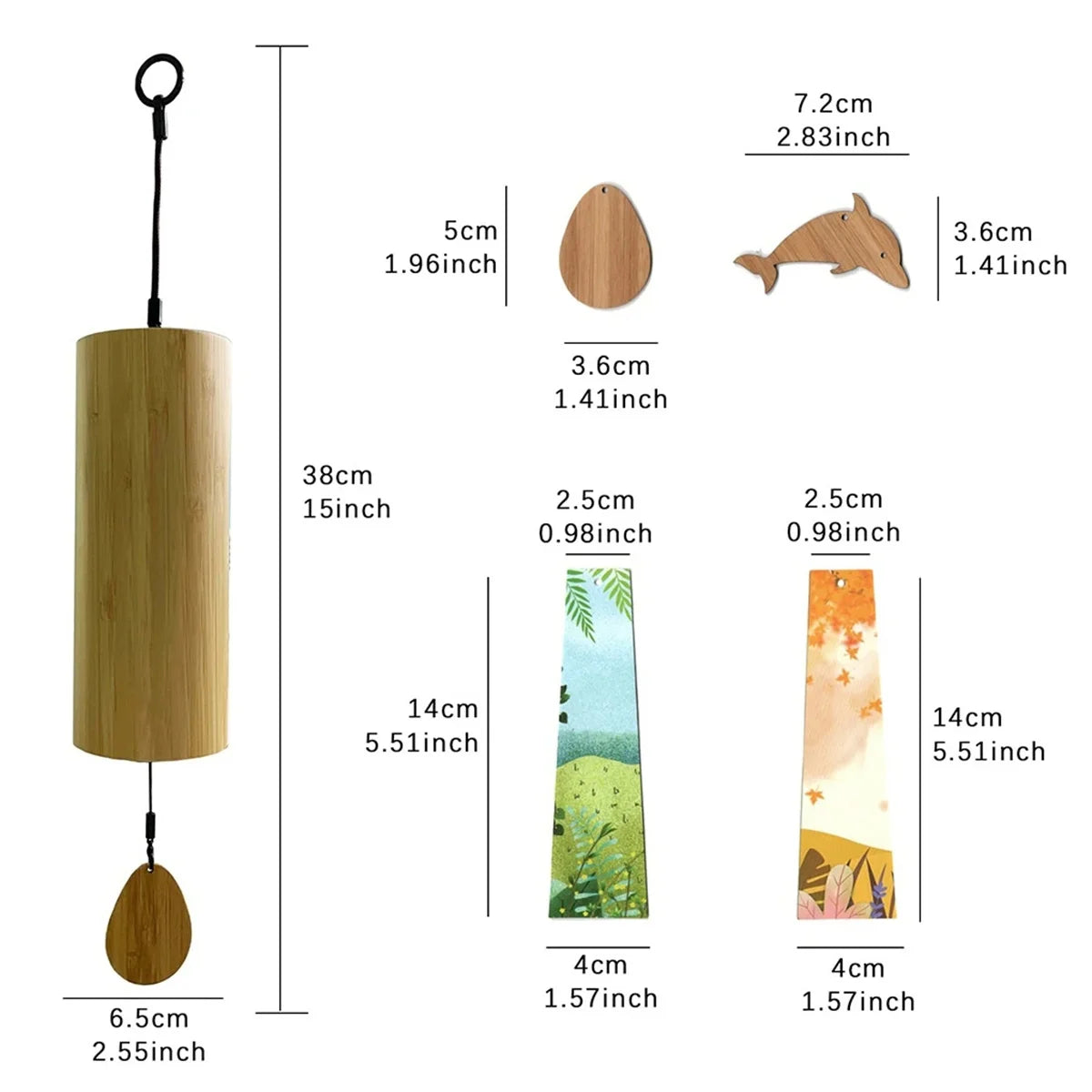 Bamboo  Wind Chimes Set Wind Windchimes  8 Tone Rods Windchimes for Outdoor Garden Patio Home Decoration Meditation Relaxation