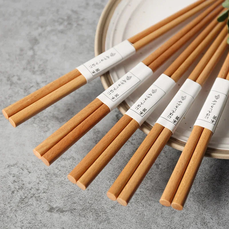 5 Pairs Wooden Chopsticks Wood Chopsticks Set Japanese Sushi Chopsticks Korean Chinese Snack Food Chop Sticks Kitchen Tableware