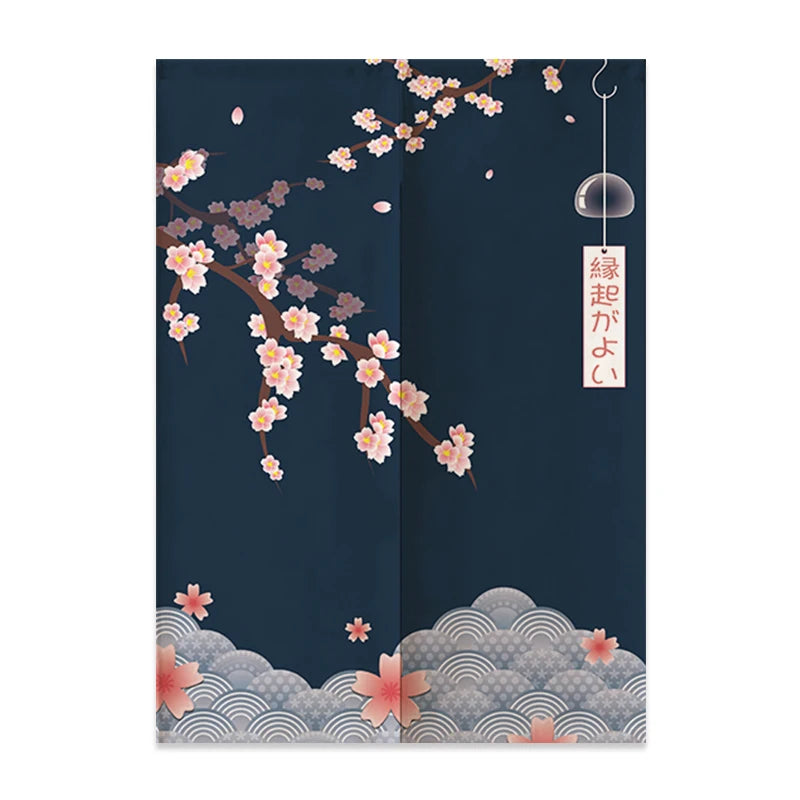 Japanese Linen Door Curtain Noren Mount Fuji Waves Partition Bedroom Kitchen Home Entrance Decor Customizable Half-Curtain