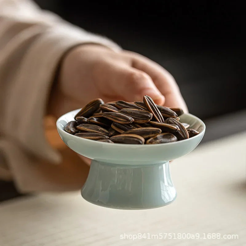 Ceramic Exquisite Dried Fruit Plate Chinese Fruit Plate Tea Tray Small Tray Melon Seeds Snack Pastry Plate Snack Plate