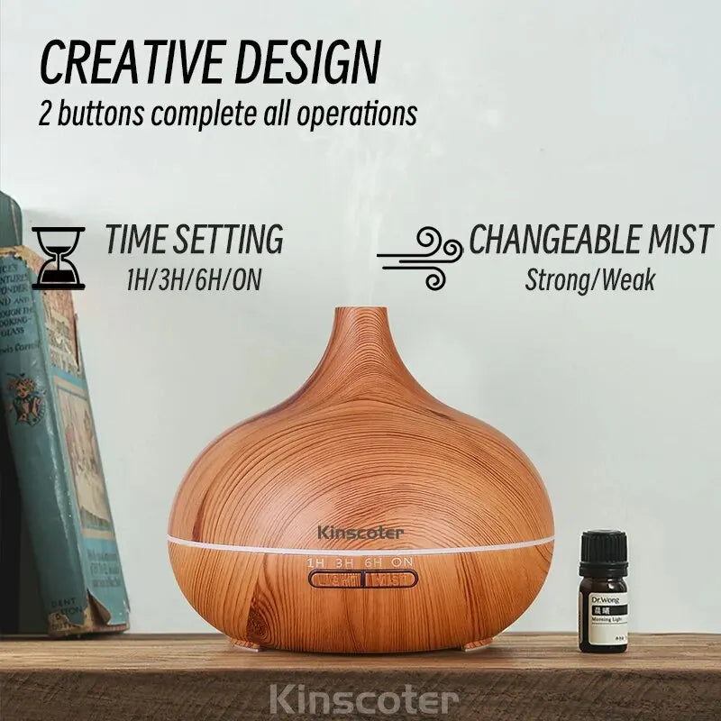 500ml Wood Grain Aroma Diffuser Onion Air Humidifier Aromatherapy Essential Oil Diffuser Ultrasonic Atomizer For Home