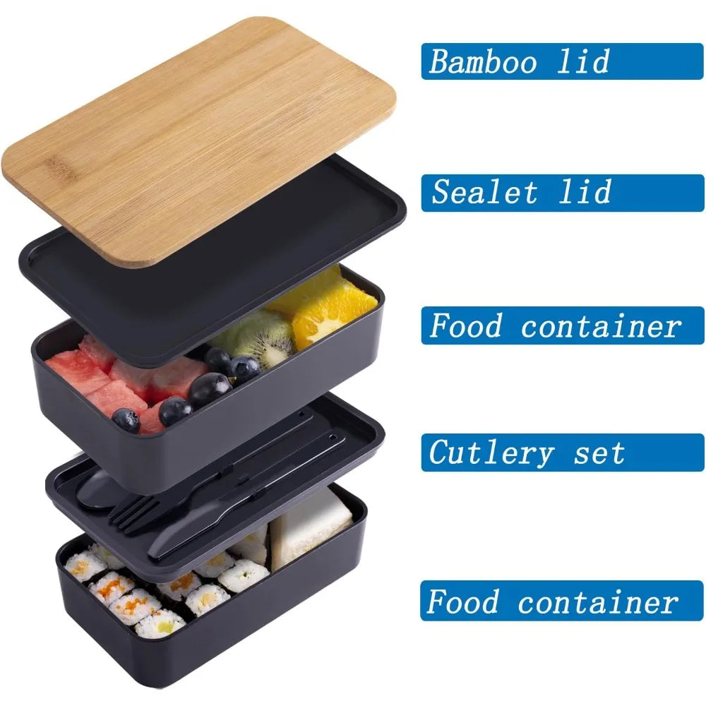 Stackable Bento Lunch Box with Insulated Bag Microwaveable Divided Large Capacity Bento Box for Office Workers and Students