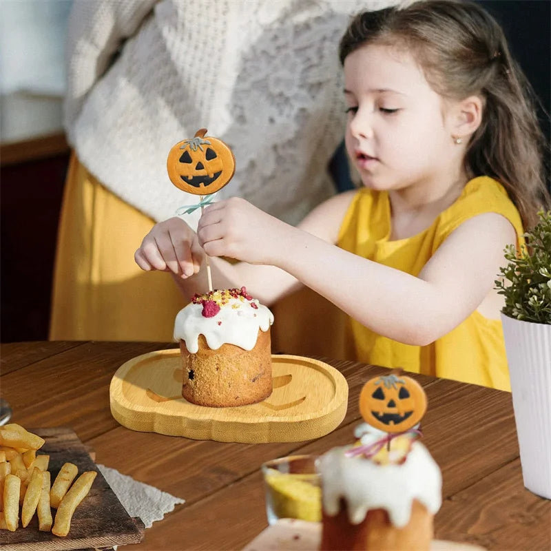 Halloween Pumpkin & Ghost Wooden Plate Tray